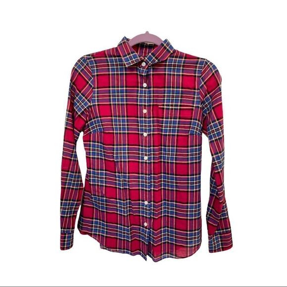 J. CREW Red Plaid Button down Size XS - Picture 1 of 8